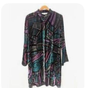 Caroline Rose Velvet Silk Blend Abstract Patterned Midi Dress